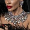 European and American Exaggerated Multi-layer Full Diamond Necklace Earrings Set