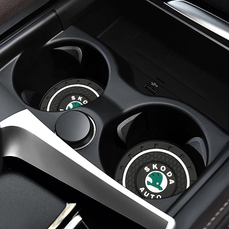 2pcs Car Coaster Drink Bottle Holder Anti-slip Mat Water Cup Pad For Skoda Kodiaq Fabia Kamiq Karoq Octavia 2 3 Rapid Scala Kami  JC6
