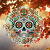 Wind Spinner 2D Metal Garden Patio Decoration Kaleidoscope Skull Design Outdoor Hanging Ornament for Thanksgiving Christmas Holiday Decor
