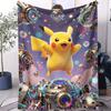 Cyberpunk Pikachu Holographic Edgy Style Print Fleece Blanket for Adult Quality Super Soft Warm Blanket for Travel Office Home