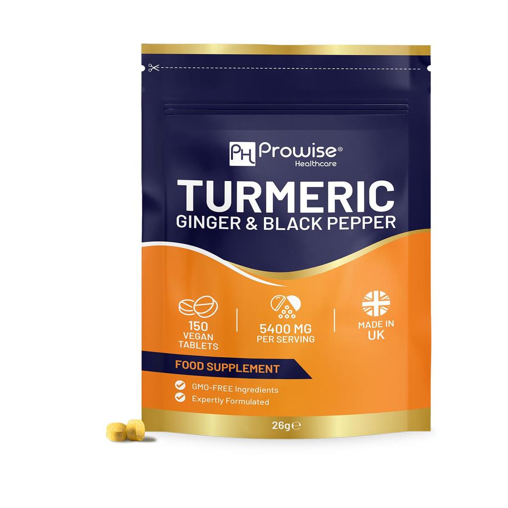 Turmeric Tablets 5400mg with Black Pepper, Ginger - High Strength Turmeric 95% Curcumin Supplements