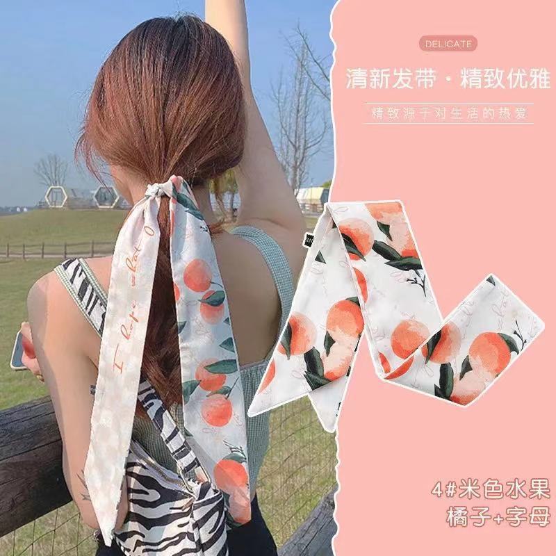 Qiandongge Seidenschal Stirnband Retro Weiblichkeit Gebundener Pferdeschwanz Schleife Band Stirnband Streamer Stirnband Mori Serie