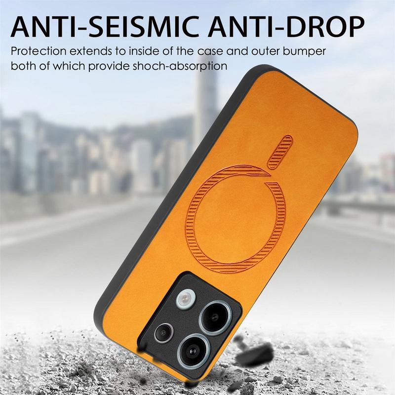 Luksus for Magsafe Magnetisk Deksel for Xiaomi 13t Poco X6 F6 Pro Redmi Note 14 13 Pro K70e 13c PU Lær Støtsikkert TPU Hybrid PC Ensfarvet Deksel