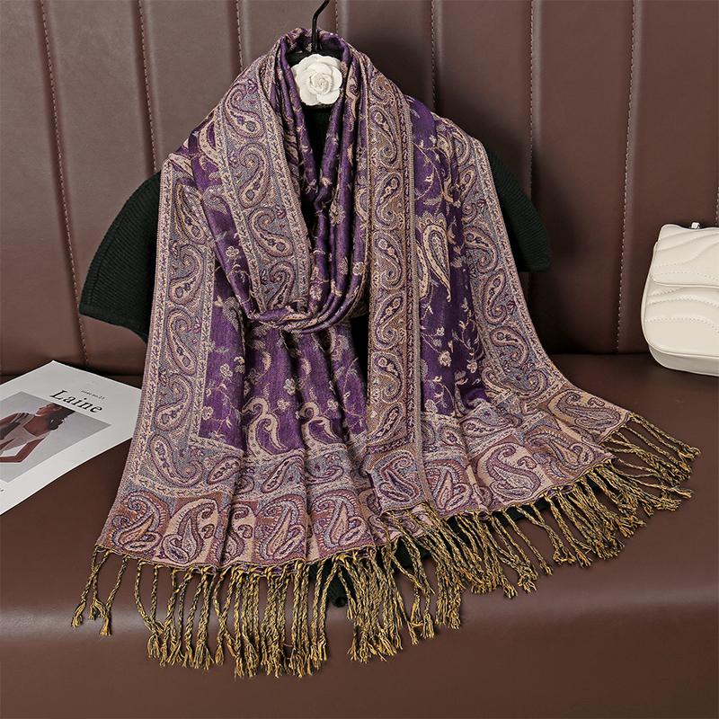 24Color Luxury Bohemian Style Shawl Women Scarf Jacquard Paisley Pattern Designer Lady Muslim Hijab Pashmina