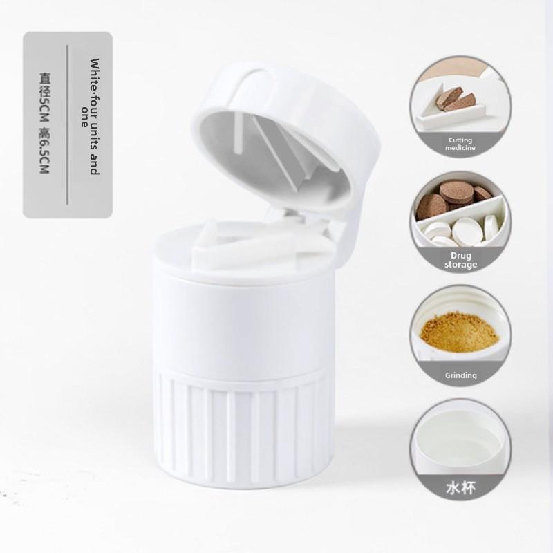 Portable 2-in-1 Pill Box with Pill Cutter for Cutting Small Pills or Large Pills in Half & Quarter Travel Pill Organizer Case