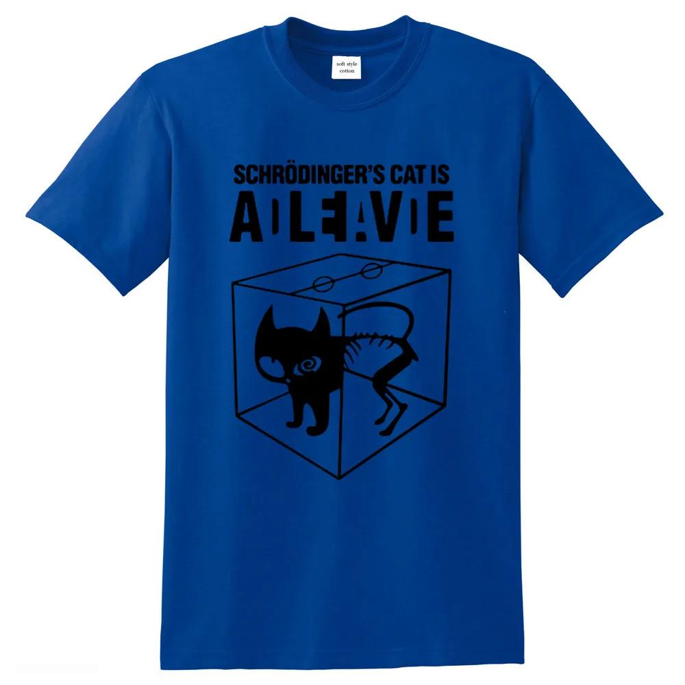 Men's T-shirt Top Quality Cotton Schrodinger's Cat Print Men T Shirt Crew Neck Casual The Big Bang Theory Mens Tshirt Geometric
