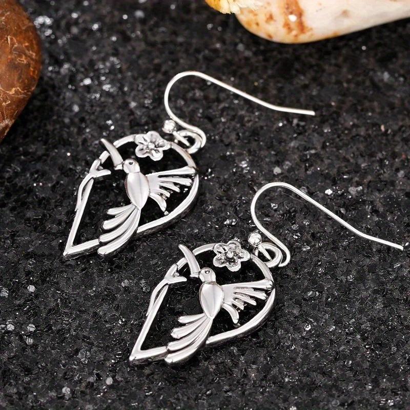 A Pair of Street Fashion, Cool and Hip-hop Style Flower Pendant Bird Multi-functional Earrings