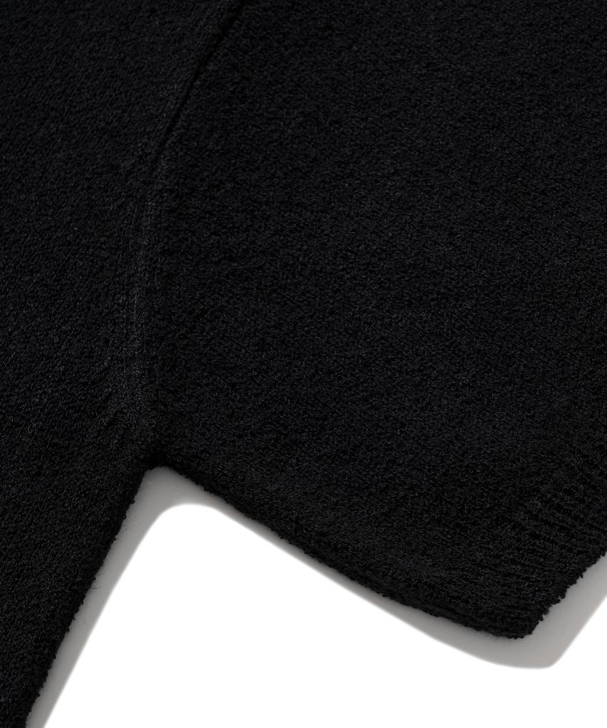 GRAYBLVD Glow Open Collar Knit Short Sleeve Gkbst32 (Black)