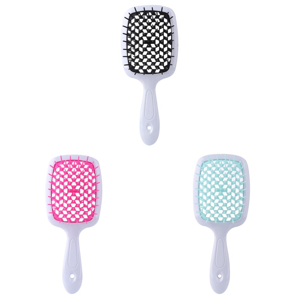 Puszysty grzebień do modelowania, siatkowy grzebień fryzjerski, wygładzający włosy, grzebień w kształcie plastra miodu, plastikowy grzebień do masażu, suchy i mokry, pusty grzebień