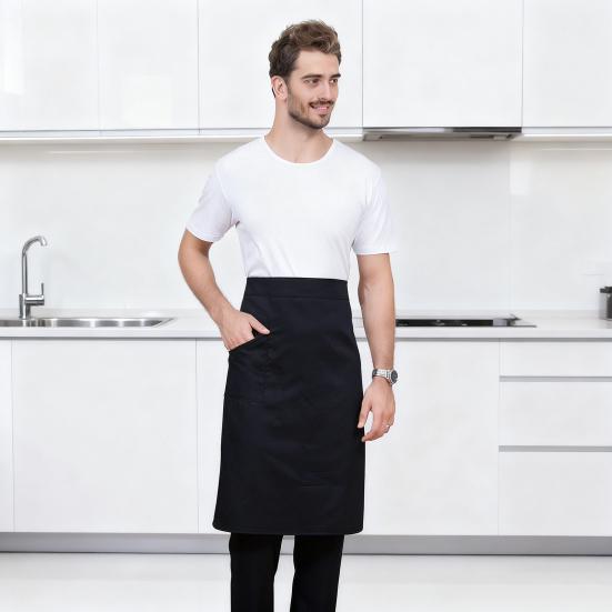 Waterproof Half Apron with Adjustable Straps And Pocket Polyester Cooking Kitchen Cooking Workwear Apron Stain Resistant