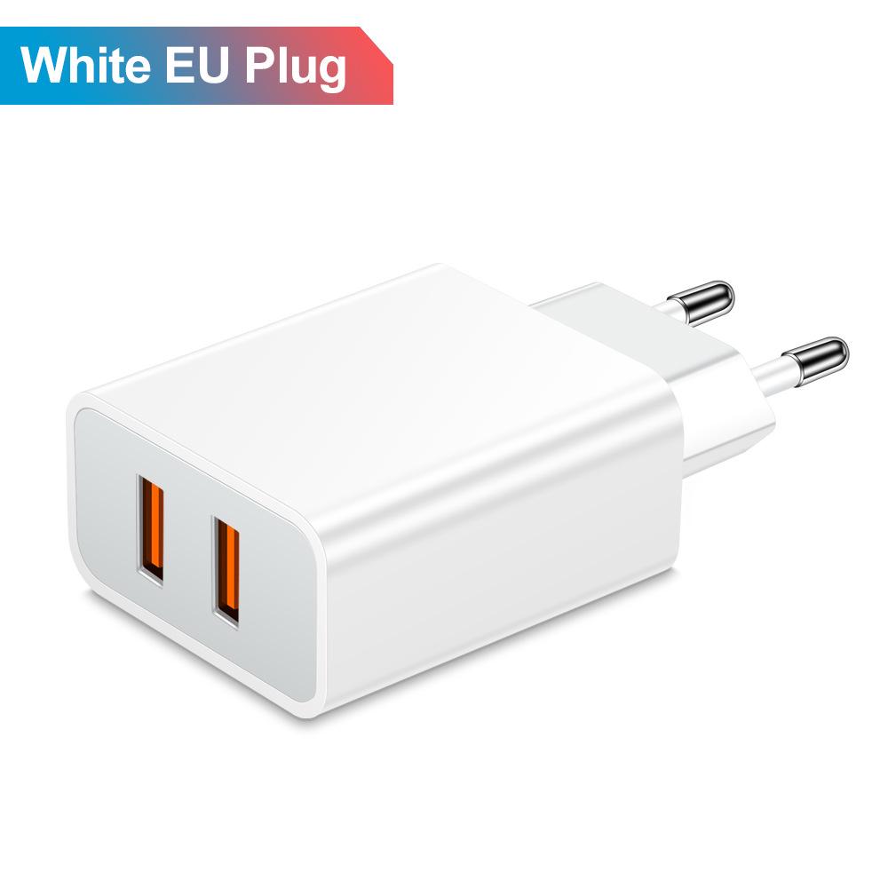 QC3.0 Dual USB 2-Port Phone Charger 2.4A, US/EU/UK Standard