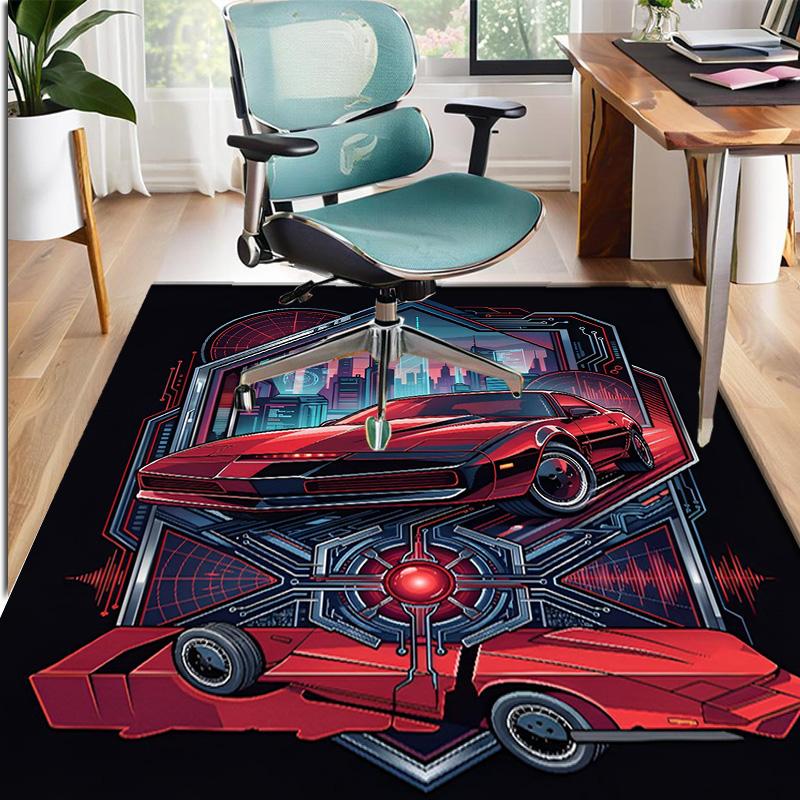 Knight Rider Pattern Rug, Indoor/Outdoor Mat, for Picnic, Gameroom, Bedroom, Office, Living Room, Home Decor Carpet, Birthday Gift