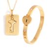 Couple Stainless Steel Bracelet Love Heart Lock Bracelets Bangles Key Pendant Necklace for Women Men Lover Jewelry Set Gift