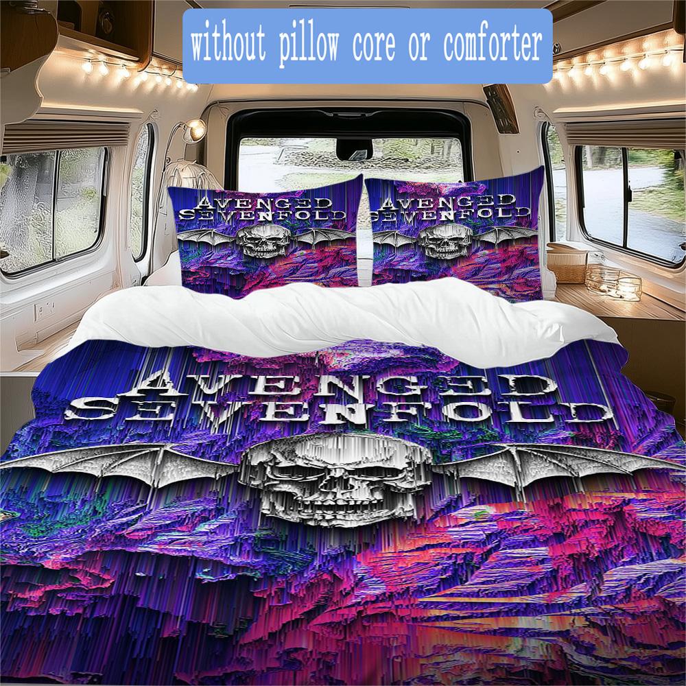 Avenged Sevenfold Pattern Bedding,Quilt Set Quilt Cover Pillowcase Home Birthday Gift (1*duvet cover+2*pillowcase,without core)SSJT0917545