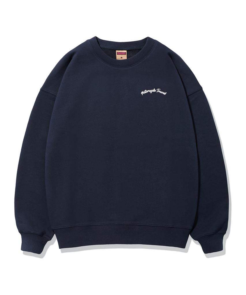 Peullukeu Mountain Travel Chain Embroidery Sweatshirt Dark Navy Fmt3080