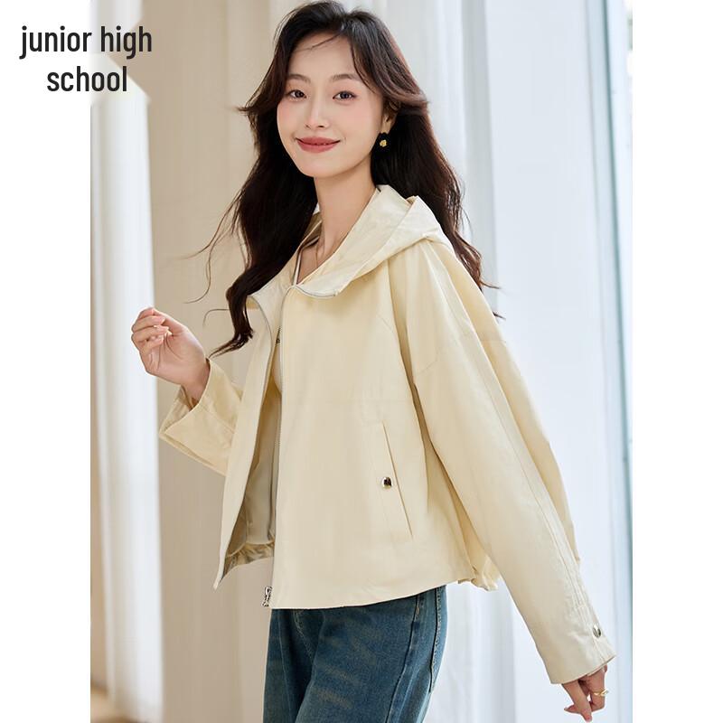 Chushen Women's Spring/Autumn Cropped Hooded Casual Jacket