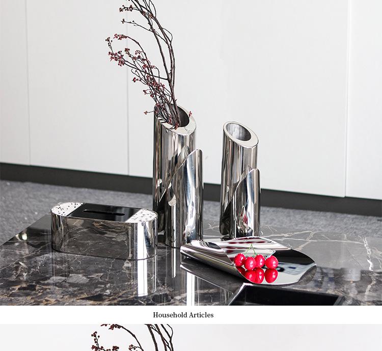 Artistic Metal Flower Vase, Mismatched Design, Large Opening, Beveled Edge - Ideal for Living, Dining, or Office Décor