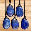 Unisex Lapis Lazuli Wassertropfen Anhänger Halskette mit Wachskordel