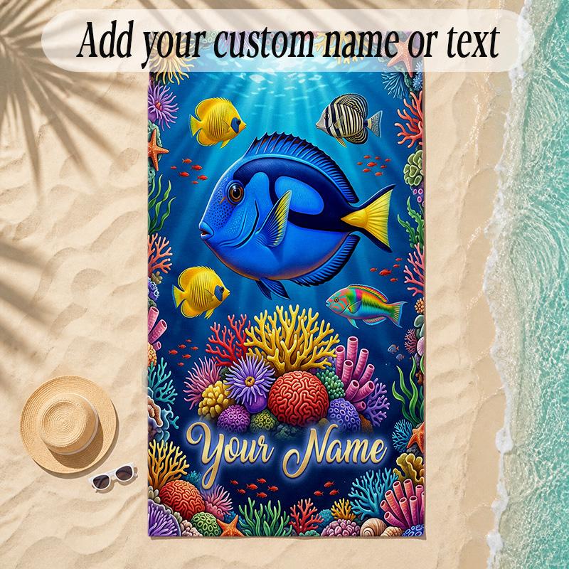 Zeemeermin Thema Zachte Strandhanddoek Gepersonaliseerd Aangepaste Naam Tekst Handdoek Draagbaar voor Strand Zwembad Reizen