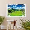 3D Okenní Rám Jarní Krajina Tapeta Stylová Severská Modrá Bílá Přírodní Falešné Okno Okno Vodotěsná Nástěnná Dekorace pro Obývací Chrání Samolepka,