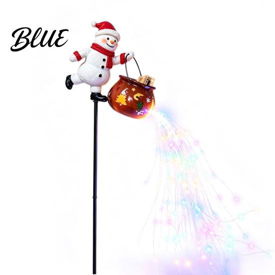 Garden Decor for Patios Walkways Christmas Stake Light, 3D Santa/Snowman Holding Glowing Cauldron Yard Weather Resistant Decorations Lamp, Waterproof