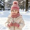 Knitted Knitted Hat Set Thicken Toddler Winter Hat New Pompom Hat Set  For Toddlers