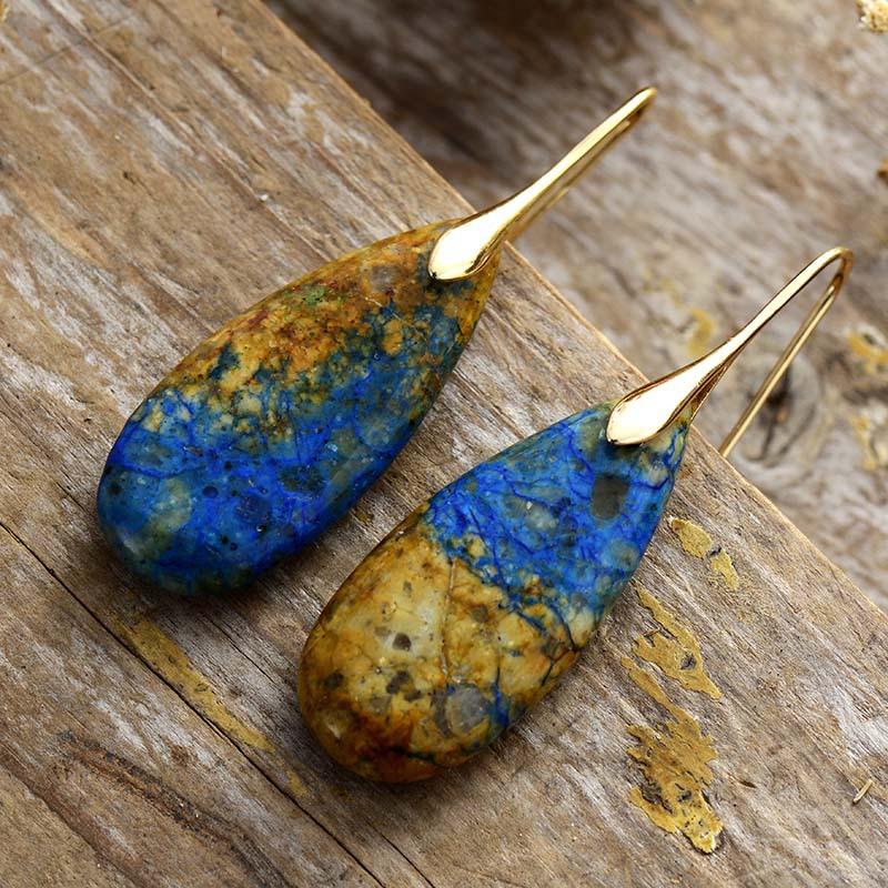 Bohemian Emperor Stone Water Drop Pendant Earrings European and American Popular Ins Jewelry