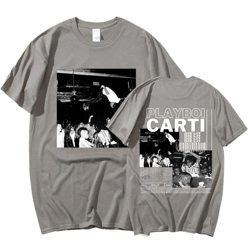 Rapper Playboi Carti Music Album Die Lit Graphic T Shirt Unisex Wounisexs Hip Hop Vintage Fashion Short Sleeve T Shirts Streetwear Bl