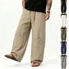 Men S Loose Fit Linen Blend Long Pants Solid Color Breathable