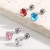 Stainless Steel Crystal Stud Earrings for Women Exquisite Colorful Zircon Ear Studs Minimalist Casual Versatile Jewelry Gift New