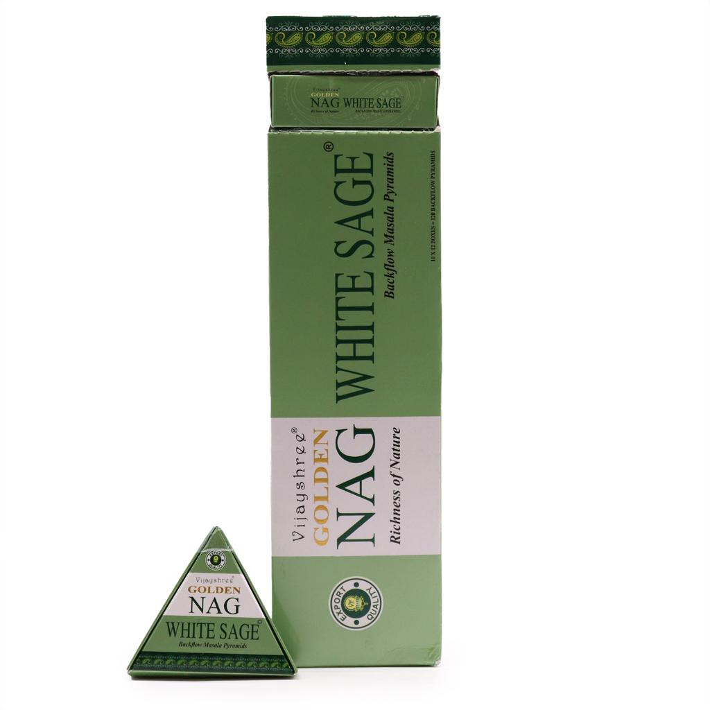White Sage Backflow Incense Cones 42g Golden Nag