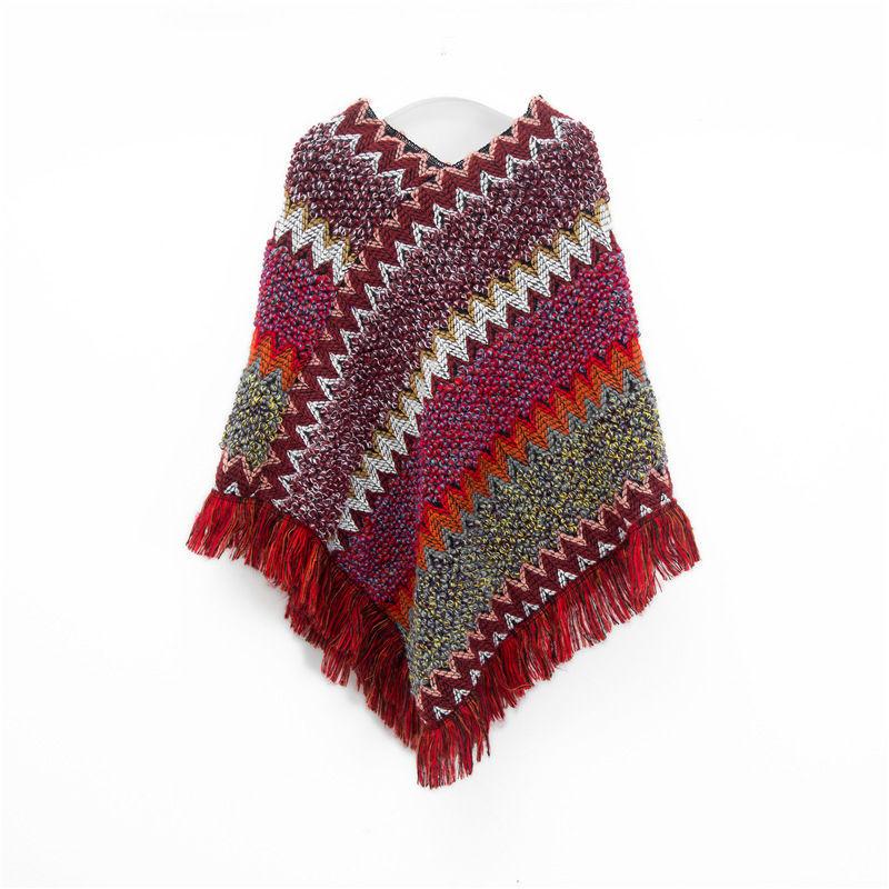Christmas Style Shawl Tibetan Travel Women's Red Style Western Retro Ethnic Pullover Cape