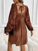 Elegant Spring Velvet Square Neck Backless Dress for Women