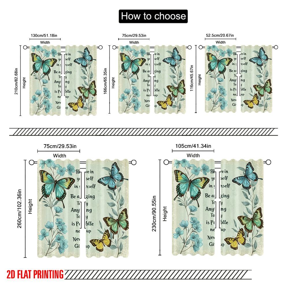 2pcs 2D Flat Printing Curtain Believe Amazing Today Possible Fabric Without Electricity All Season Party & Holiday Decor Perfect