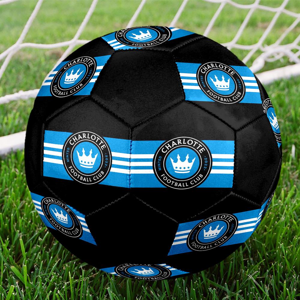 Charlotte FC Indoor Soccer Ball Colorful All Ages Size 5 Machine Stitched PVC Competition Ready Durable High-Bounce
