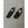 Sheepskin Version~ Retro Leather Square Head One-pedal Women's Design Sense Niche Flat-soled Small Leather Shoes