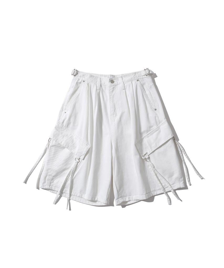 Eonibeu Cargo Wide Bermuda Pants White