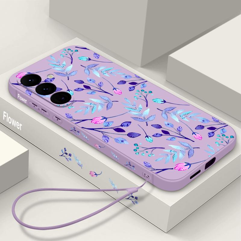 Custodia Laccetto con Stampa Foglie Colorate Per Samsung Galaxy S25 Ultra S24 S23 S22 Plus S21 FE A15 A16 A35 A36 A54 A55 A56 5G Custodia in TPU Silicone Antiurto
