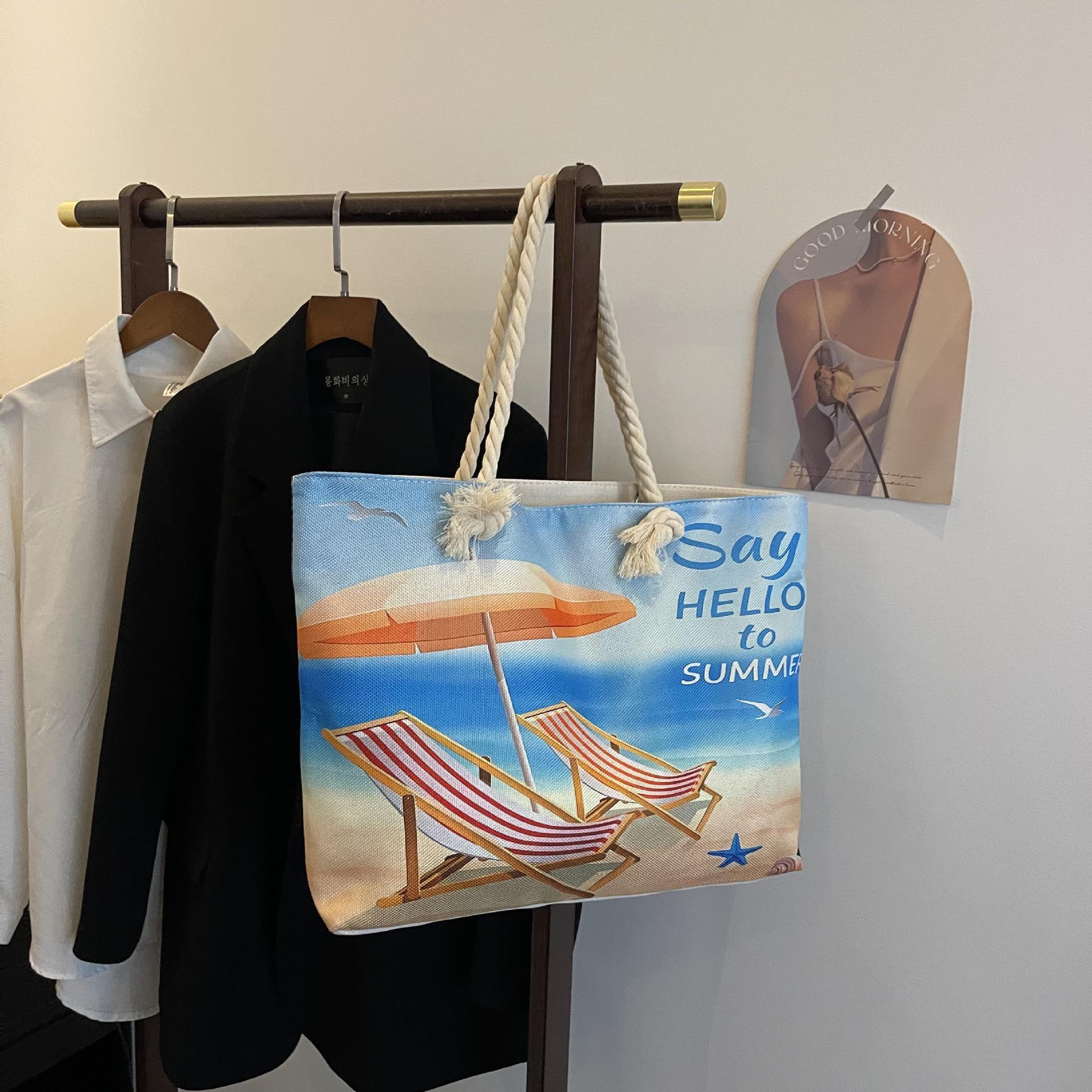 

Women s Large Canvas Tote - Stylish Linen Beach and Travel Handbag CLE Pattern 1