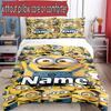 3pcs Duvet Cover Set (1*Duvet Cover + 2*Pillowcase, Without Core), Custom Name Minions Pattern Bedding Set, Home Bedroom Decor Gift