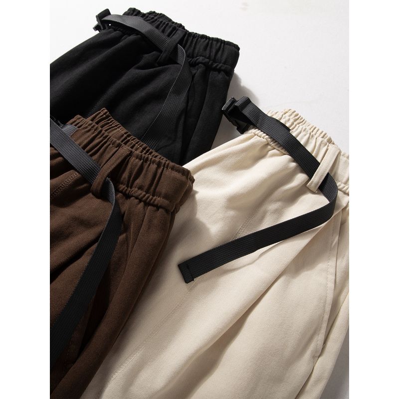Men's Casual Pants in Coffee Color, Loose Straight-Leg Autumn Trousers, Japanese Retro Trendy Brand, Stylish Wide-Leg Pants