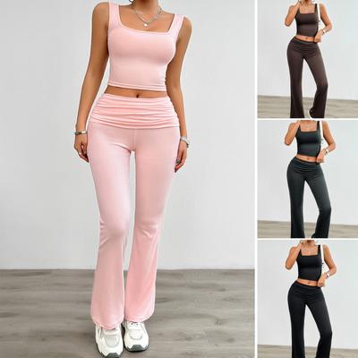 Women's Spring and Summer New Casual Solid Color Short-sleeved Pantsuit Women's Short-sleeved Casual T-shirt Shirt Trousers