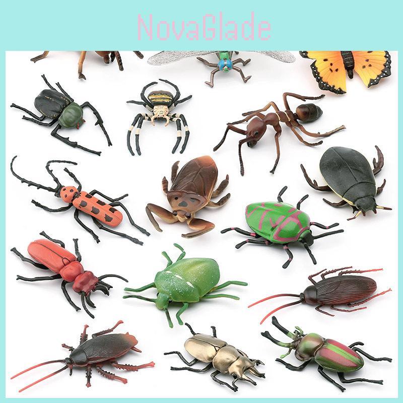 Assorted Realistic Insect Figurines Collection Featuring Butterflies Ants Beetles Spiders And Cockroaches Made From Durable Pvc