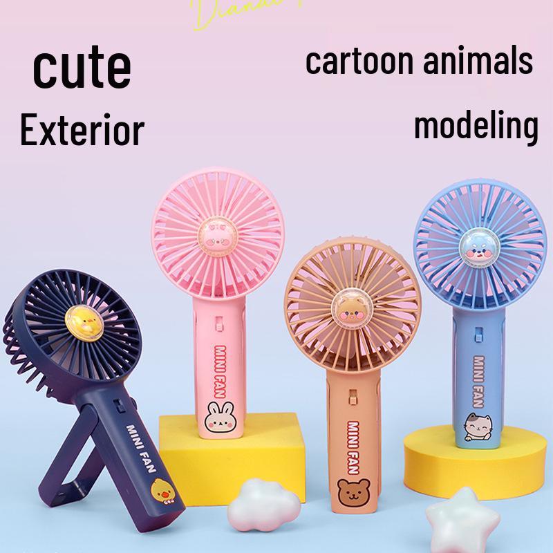Colorful LED USB Rechargeable Handheld Mini Fan – 3 Speeds Random Color