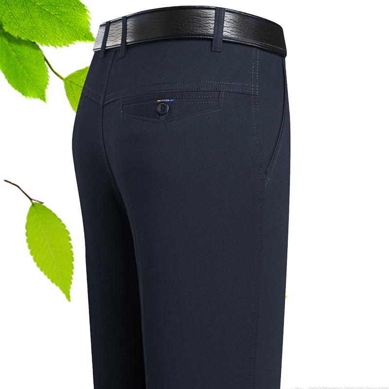 

Мужские классические прямые длинные брюки, мужские повседневные длинные брюки с высокой талией и плоской передней частью, летние хлопковые тонкие брюки без железа, деловое рабочее платье, свободные брюки 35