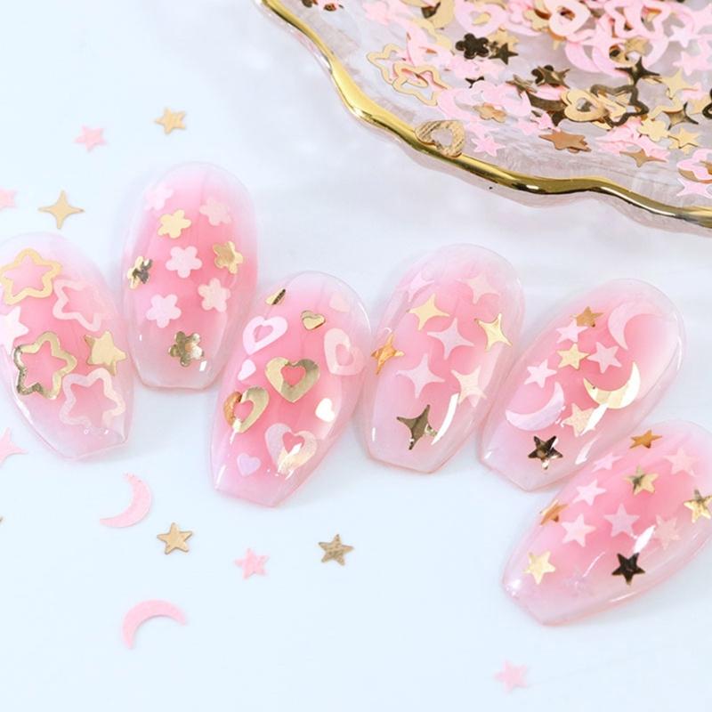 Pink Nail Glitter Sequins Decals Moon Star Heart Paillettes Resin Mold Filler Flower Petals Paillettes Decorations
