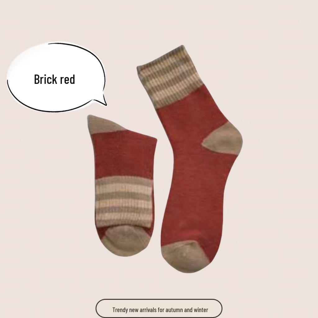 

Women s Thickened Striped Mid-Calf Socks: Fleece-Lined Terry for Warmth, Autumn & Winter Retro Wool Design Triple Stripe Fleece Lined [One Size]