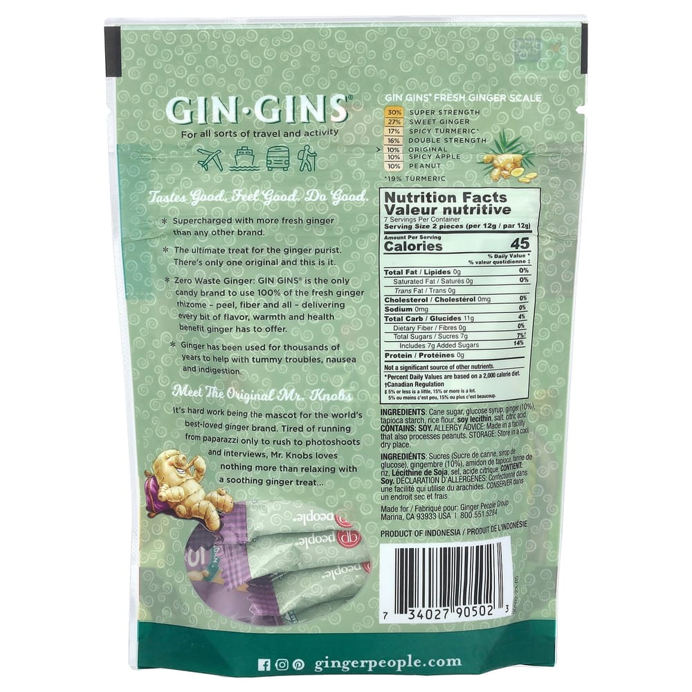 The Ginger People Gin Gins Žvýkací zázvorové bonbóny Originální 84g (3 oz)