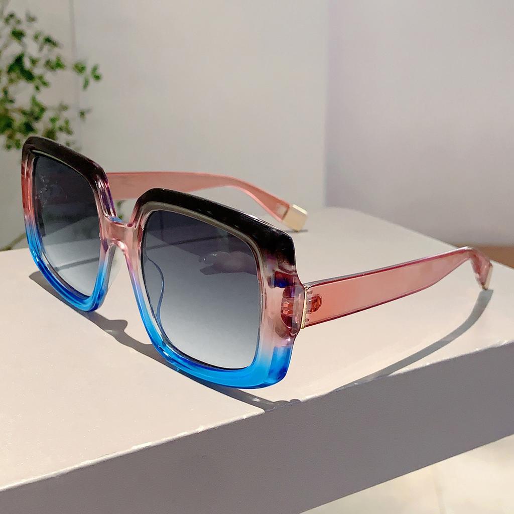 KAMMPT Kwadratowe Okulary Przeciwsłoneczne Oversize Damskie Moda Vintage Wielokolorowe Outdoorowe Okulary Przeciwsłoneczne Modna Marka Stylowe Oprawki na Wakacje