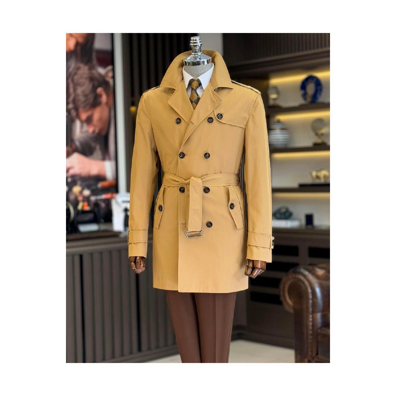 

Italian Style Slim Fit Seasonal Men s Trench Coat Beige T4978 S
